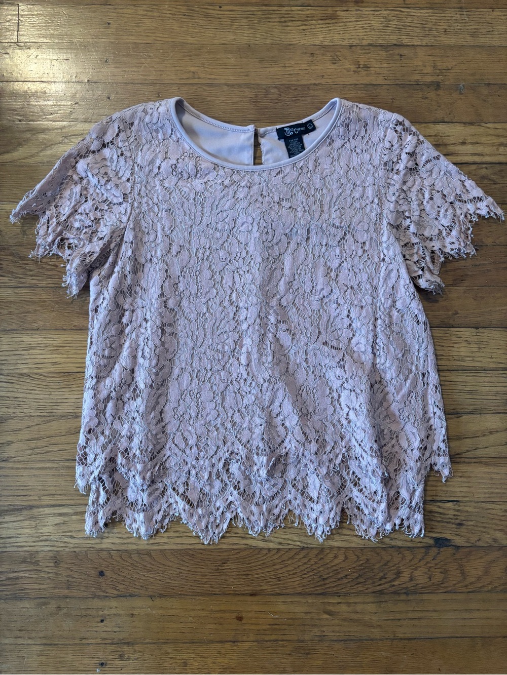 Pale Pink Lace Nice Short Sleeve Top